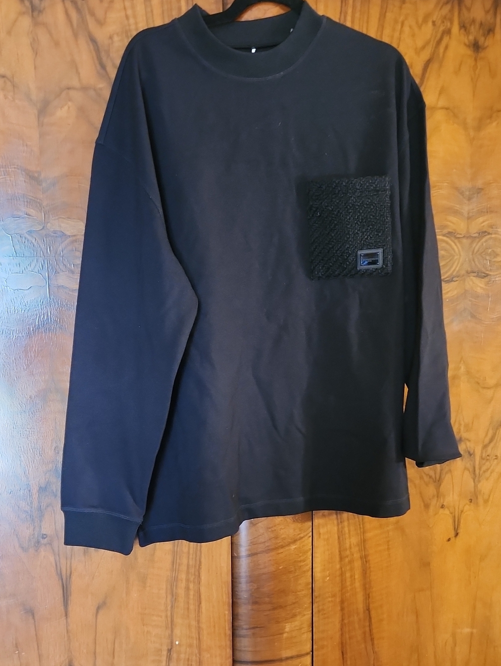 Karl Lagerfeld Boucle Pocket Lightweight Sweatshirt, Black Men's XL
